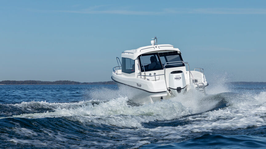 Koppel op een boot met een Honda BF115 motor 